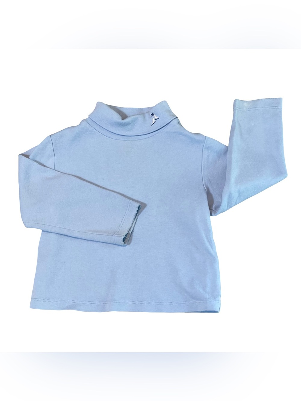 Janie and Jack Antique Skates Light Blue Turtleneck Top with Skates 12-18 months